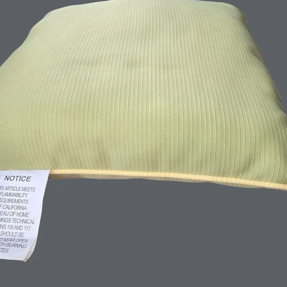 Green Throw Pillow With Yellow Piping - Polyester Filling Textured 16